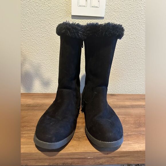 Cat & Jack Black Shearling Style Girl Boots Size 3 - Picture 6 of 7